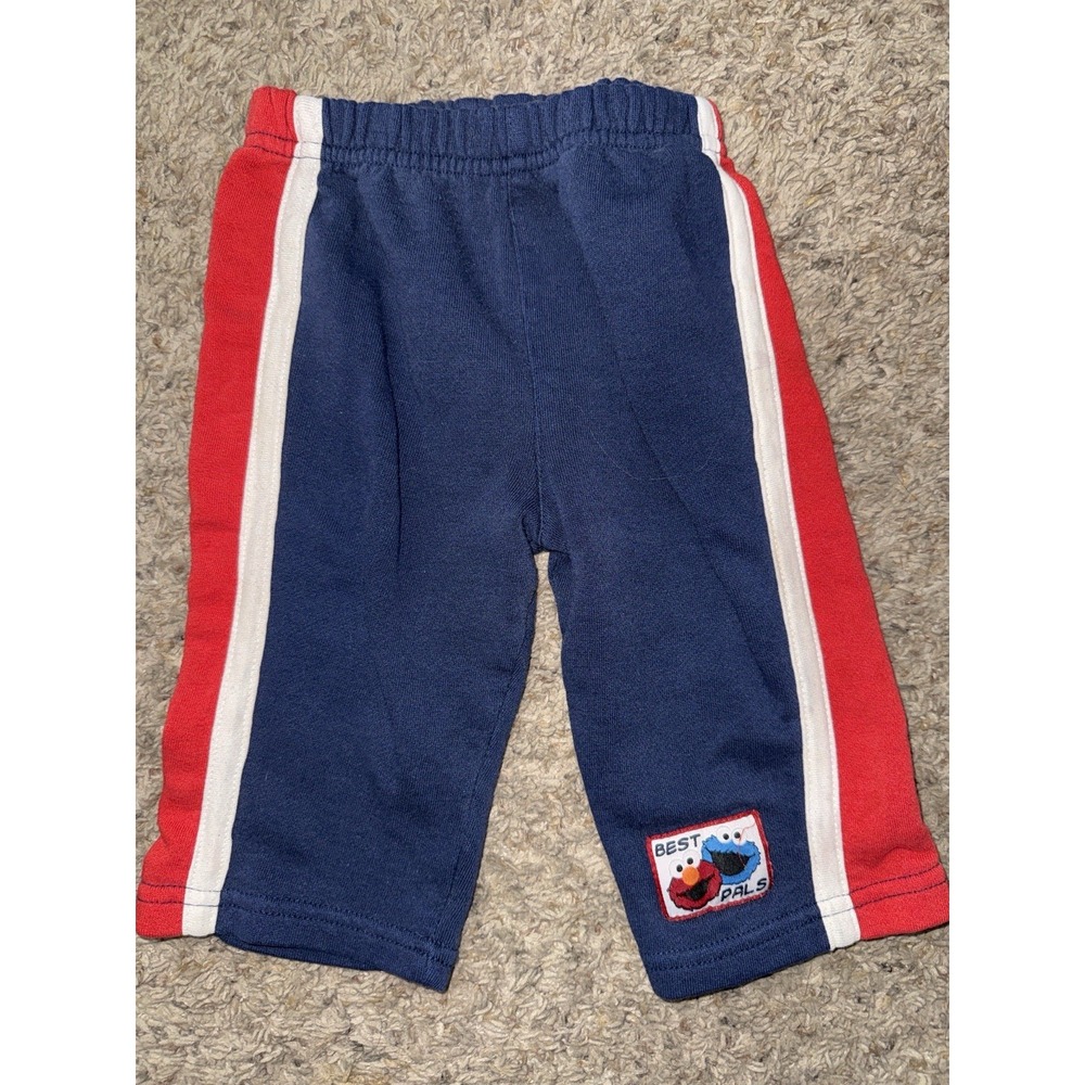 Vintage Sesame Street Elmo Sweatpants‎ Blue w/ Red Stripe Sz -12 M Toddler Pants